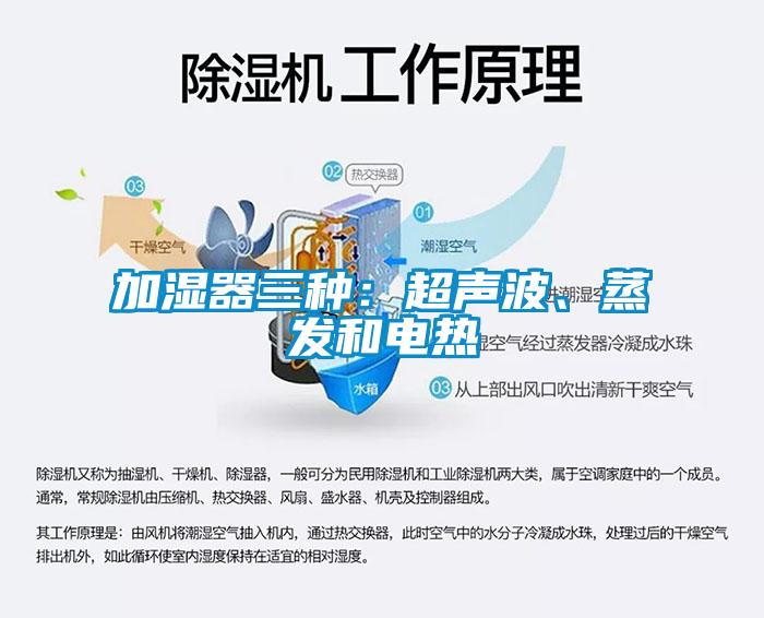 加濕器三種：超聲波、蒸發(fā)和電熱