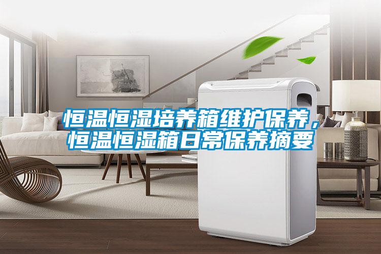 恒溫恒濕培養(yǎng)箱維護(hù)保養(yǎng)，恒溫恒濕箱日常保養(yǎng)摘要